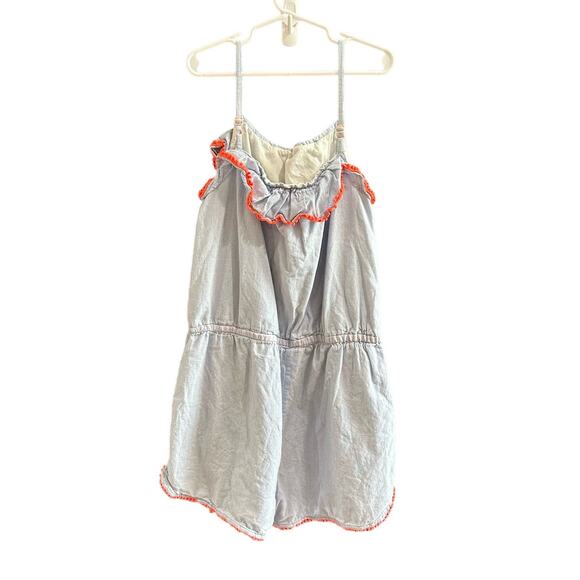 Boden Soft Blue Chambray Romper Pockets Stretchy Waist Size 13-14Y 164cm - Picture 2 of 5